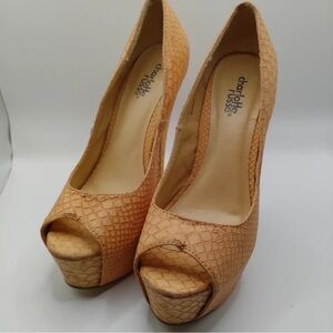 Charlotte Russe Peach Textured Peep Toe Heels
